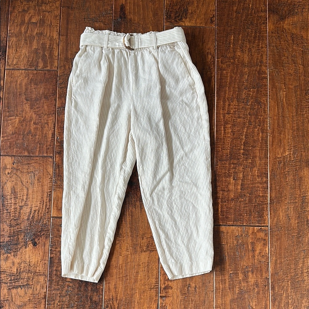 Ann Taylor Cream Linen Blend Casual Pants